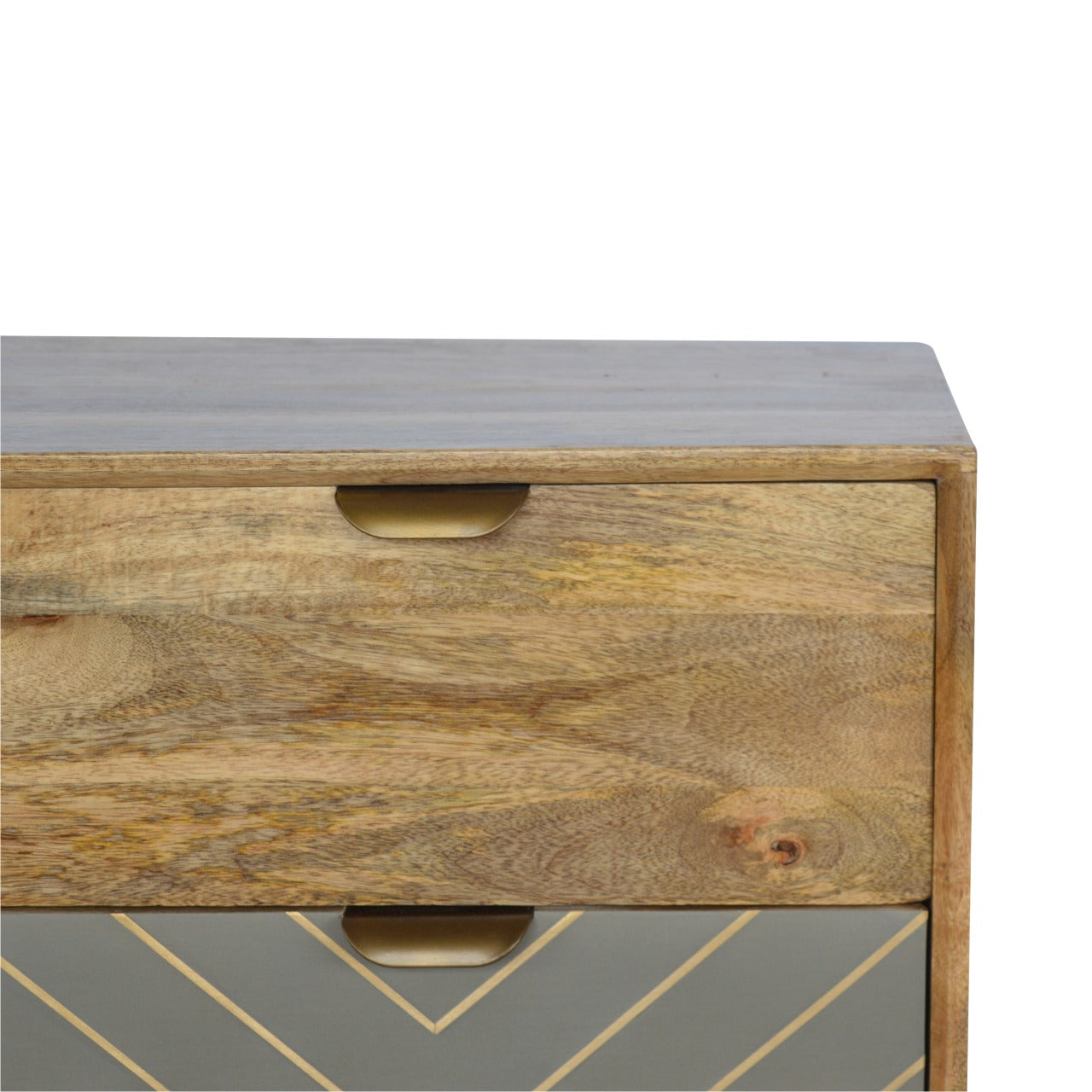 Sleek Cement Brass Inlay Chest