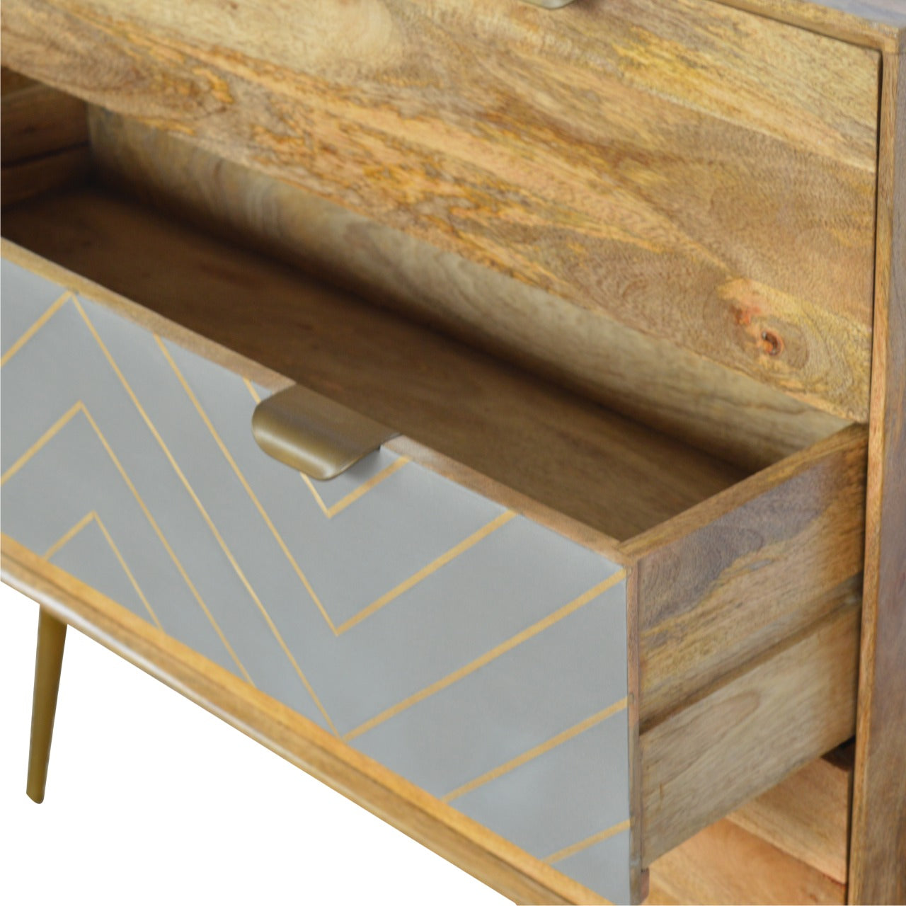 Sleek Cement Brass Inlay Chest