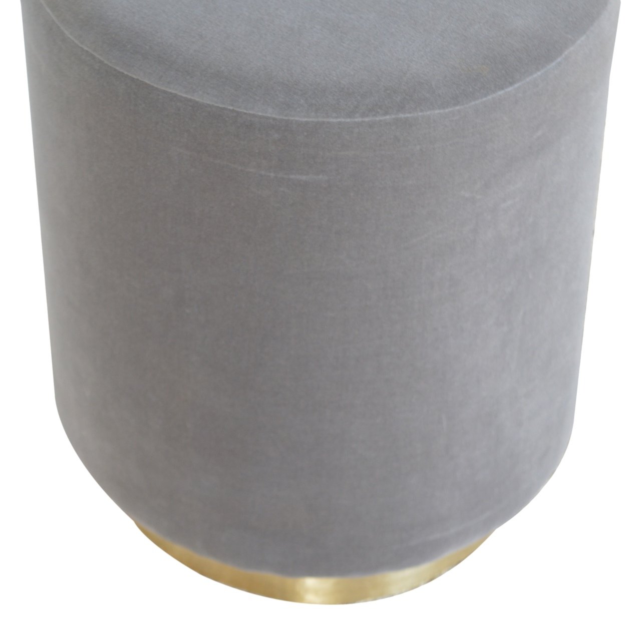 Gold Base Grey Velvet Footstool