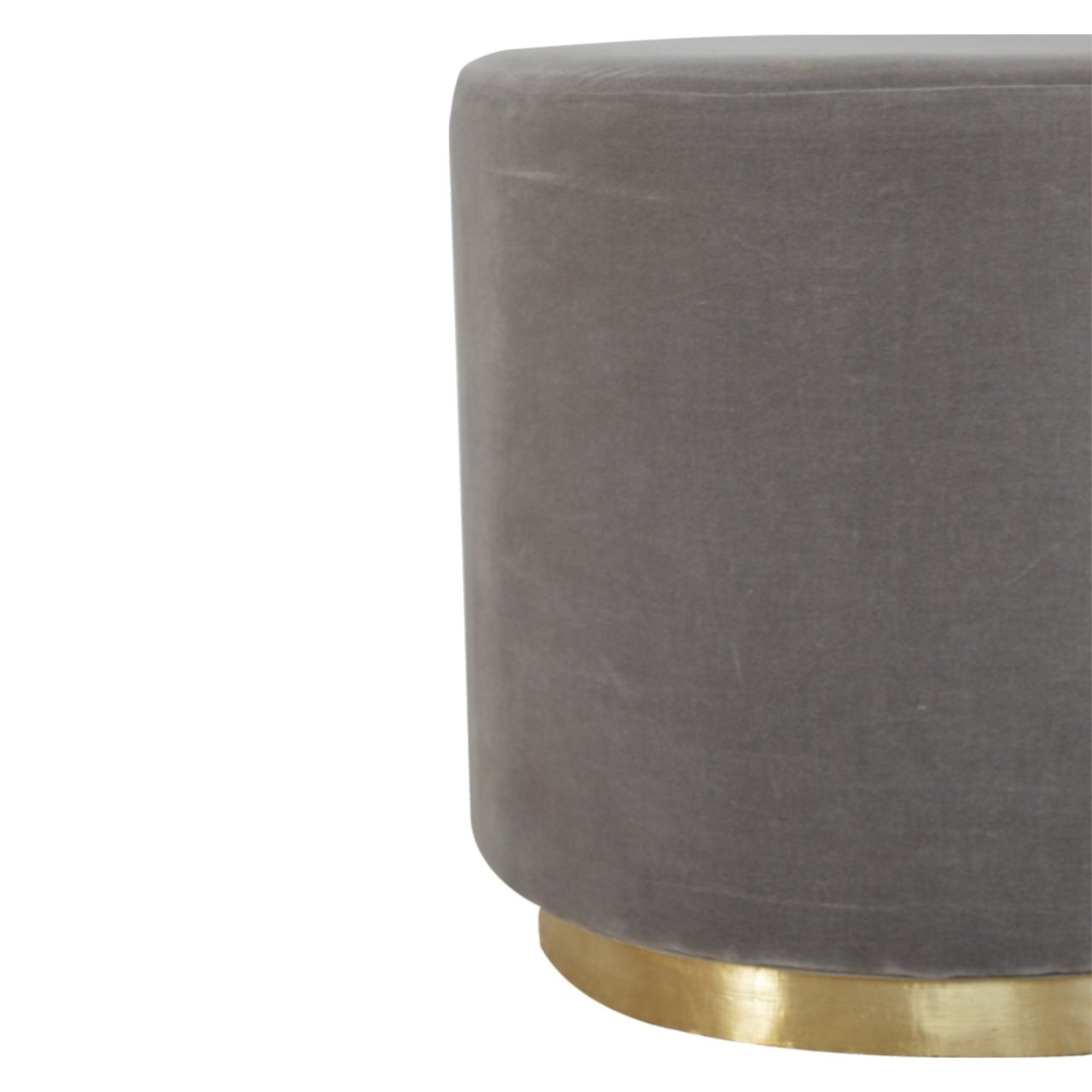 Gold Base Grey Velvet Footstool