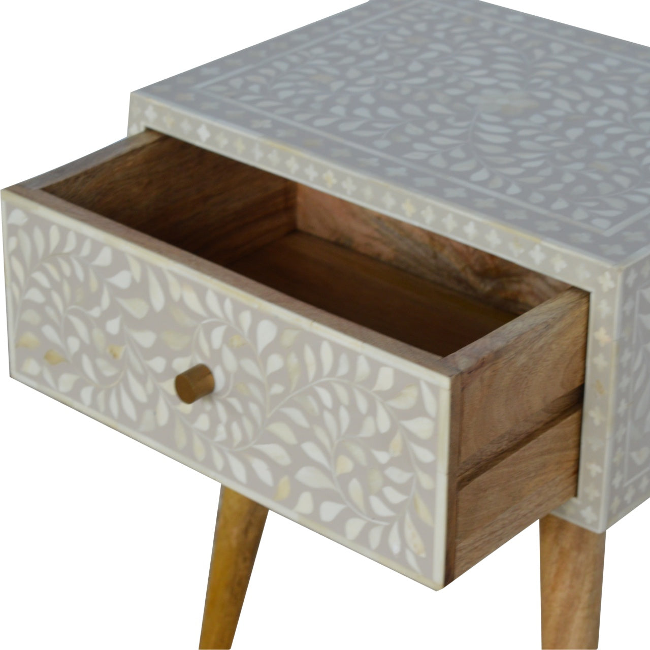 Floral Bone Inlay Bedside