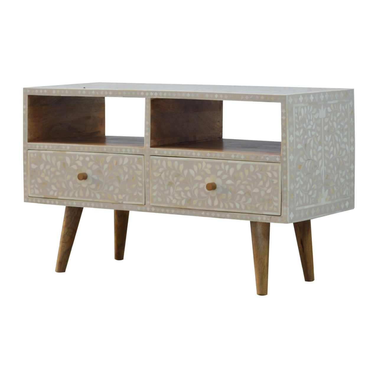 Floral Bone Inlay Media Unit