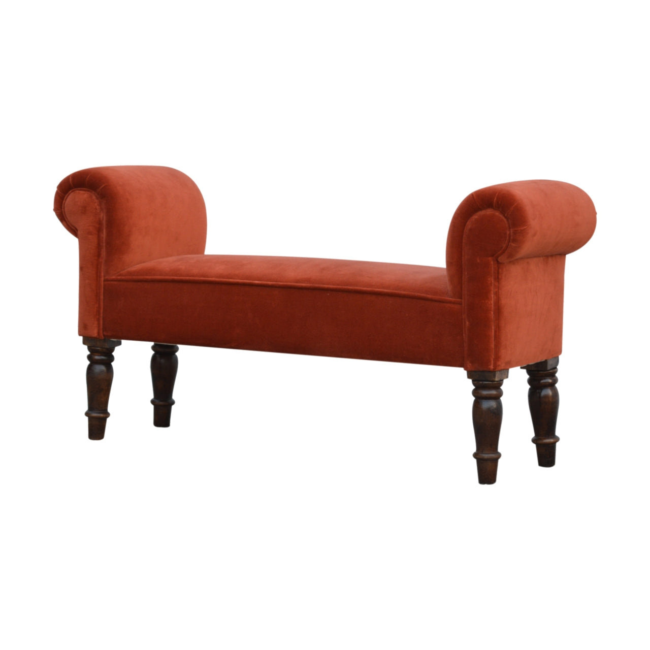 Brick Red Velvet Bench