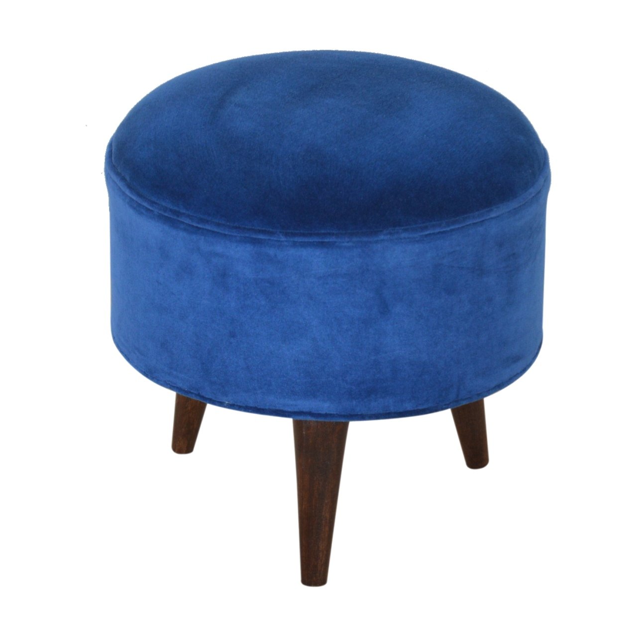 Royal Blue Velvet Nordic Footstool