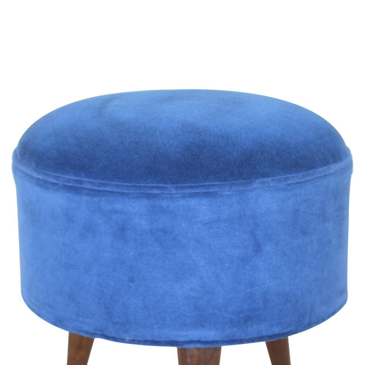 Royal Blue Velvet Nordic Footstool