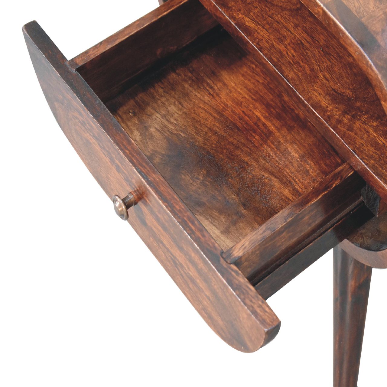 Light Walnut Circular Bedside with Open Slot