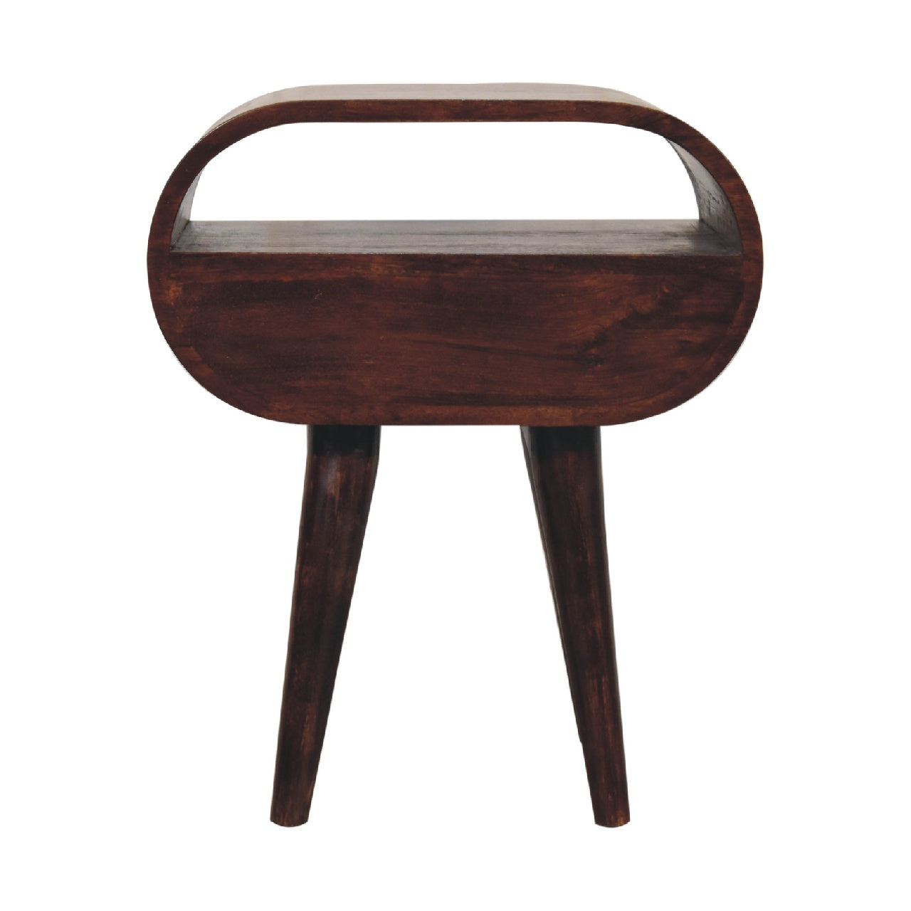 Light Walnut Circular Bedside with Open Slot