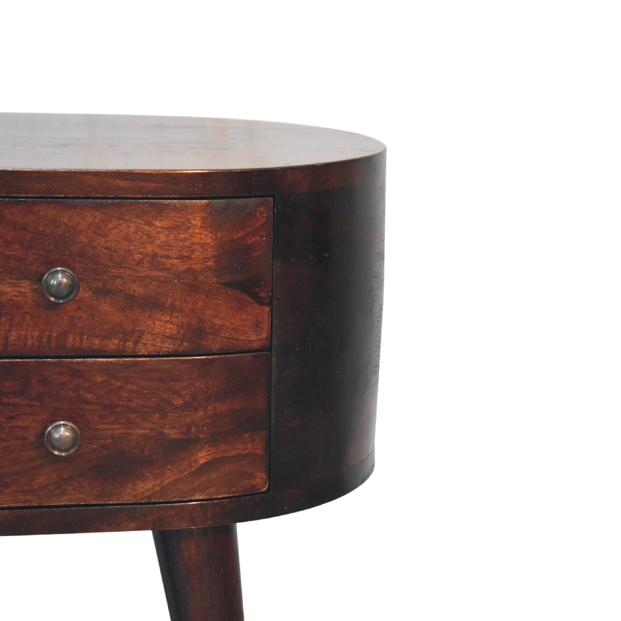 Light Walnut Rounded Bedside Table