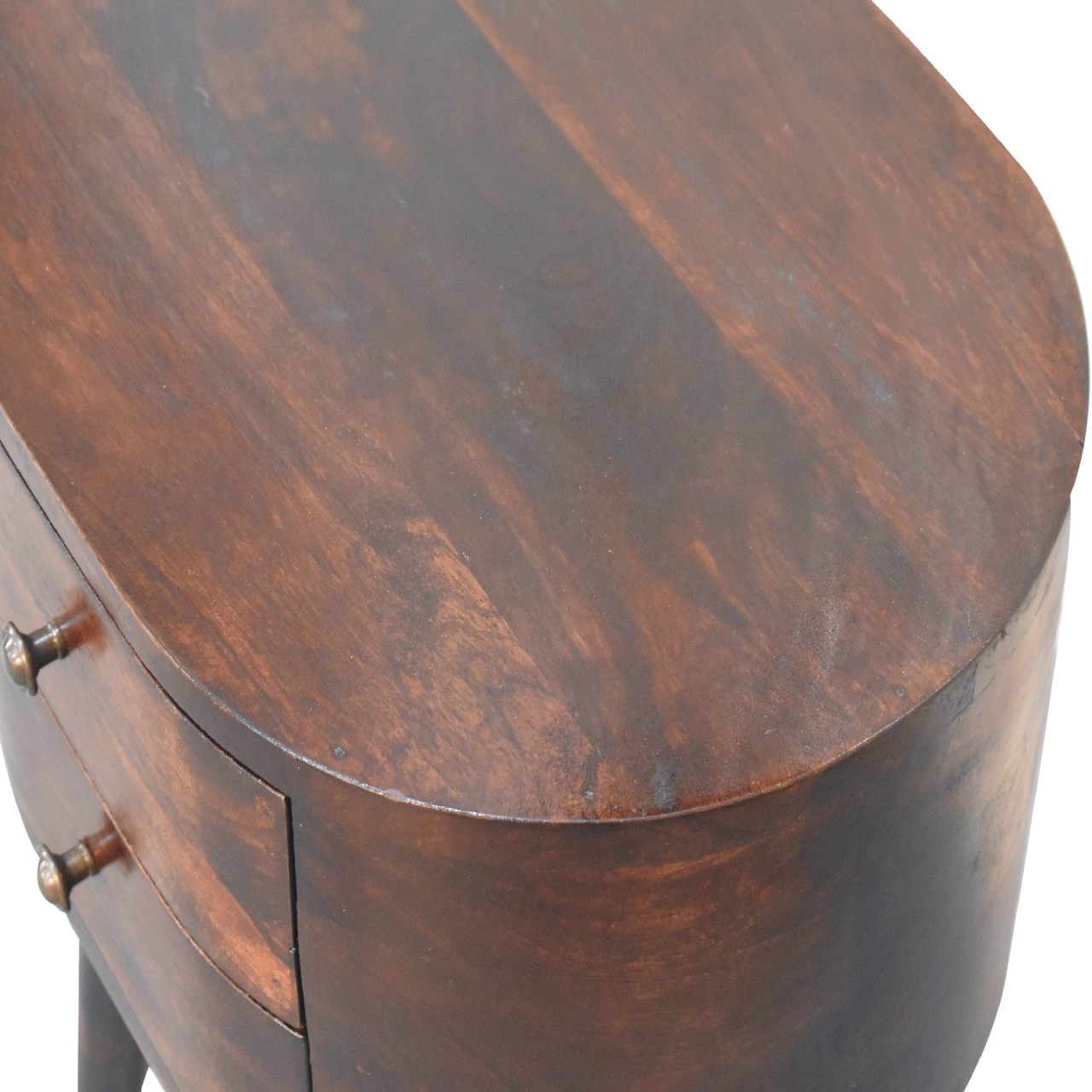 Light Walnut Rounded Bedside Table